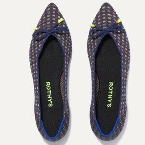 Rothy's The Bow Point Evening Metallic Knit Fabric Ballet Flats NWOT Size 9